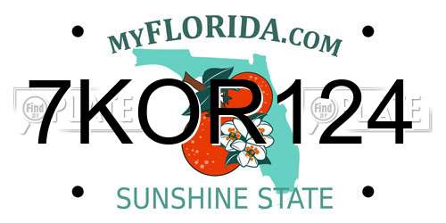 7KOR124 Florida License Plate