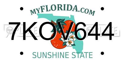 7KOV644 Florida License Plate