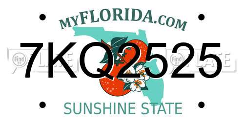 7KQ2525 Florida License Plate