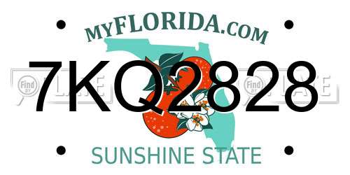 7KQ2828 Florida License Plate