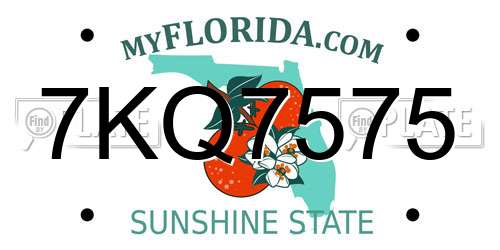 7KQ7575 Florida License Plate