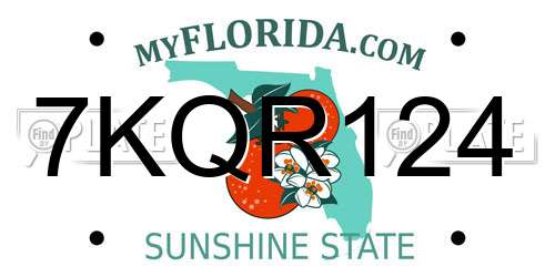 7KQR124 Florida License Plate