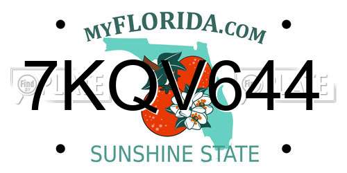 7KQV644 Florida License Plate
