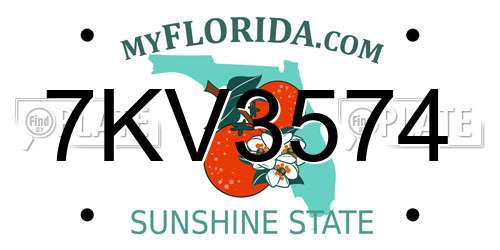 7KV3574 Florida License Plate