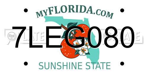 7LEG080 Florida License Plate