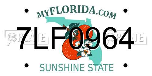 7LF0964 Florida License Plate