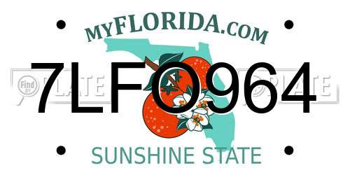 7LFO964 Florida License Plate