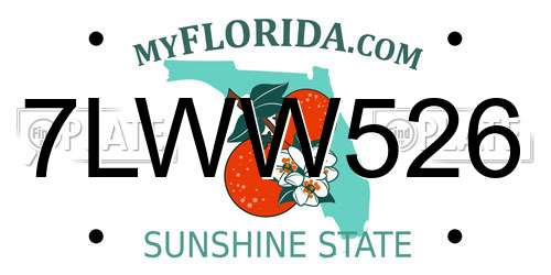 7LWW526 Florida License Plate