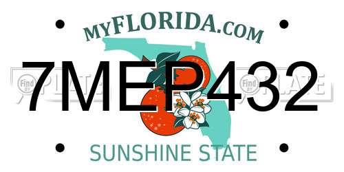 7MEP432 Florida License Plate