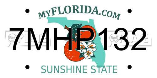 7MHP132 Florida License Plate