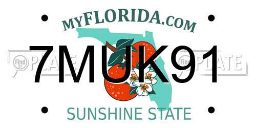 7MUK91 Florida License Plate