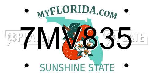 7MV835 Florida License Plate
