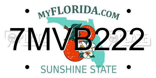 7MVB222 Florida License Plate