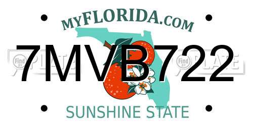 7MVB722 Florida License Plate