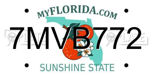 7MVB772 Florida License Plate