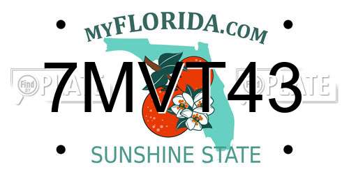 7MVT43 Florida License Plate