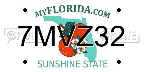 7MVZ32 Florida License Plate