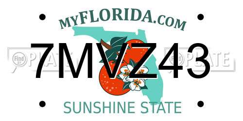 7MVZ43 Florida License Plate