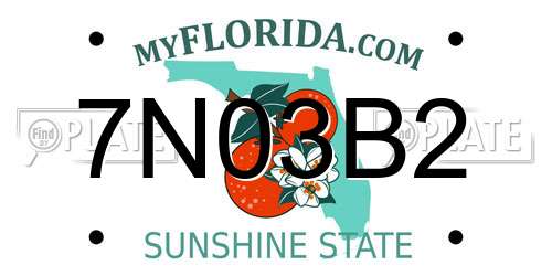 7N03B2 Florida License Plate