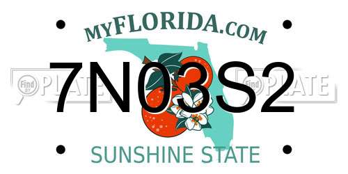 7N03S2 Florida License Plate
