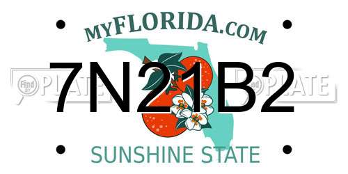 7N21B2 Florida License Plate