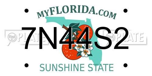 7N44S2 Florida License Plate
