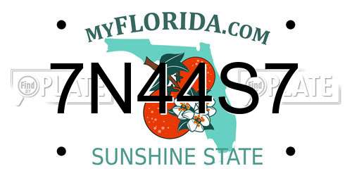 7N44S7 Florida License Plate