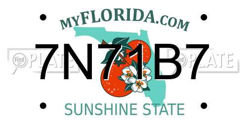 7N71B7 Florida License Plate