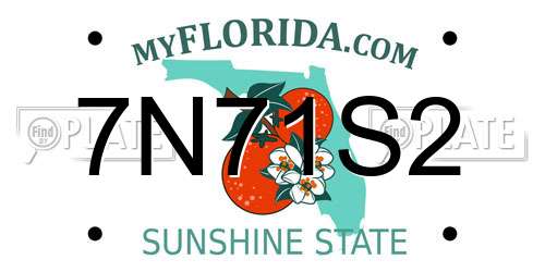 7N71S2 Florida License Plate