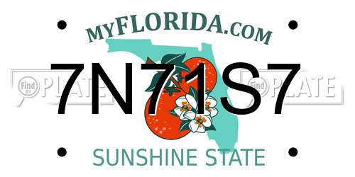 7N71S7 Florida License Plate