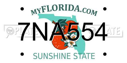 7NA554 Florida License Plate