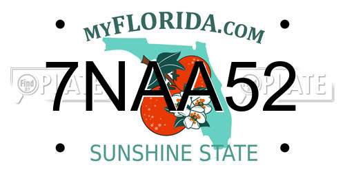 7NAA52 Florida License Plate