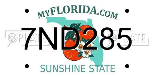 7ND285 Florida License Plate