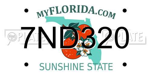 7ND320 Florida License Plate