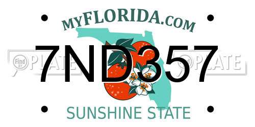 7ND357 Florida License Plate