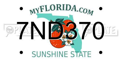 7ND370 Florida License Plate
