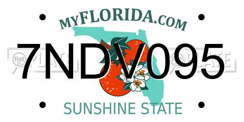 7NDV095 Florida License Plate