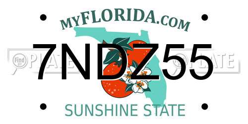 7NDZ55 Florida License Plate