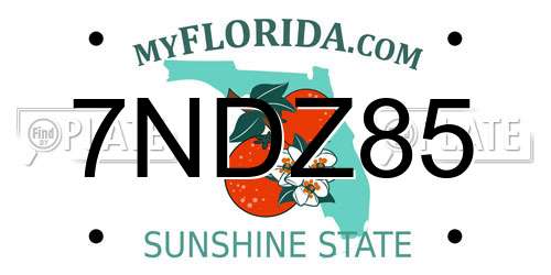 7NDZ85 Florida License Plate
