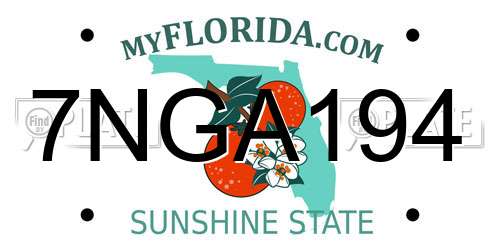 7NGA194 Florida License Plate