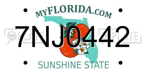 7NJ0442 Florida License Plate