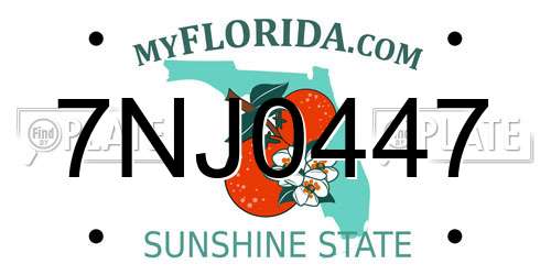 7NJ0447 Florida License Plate