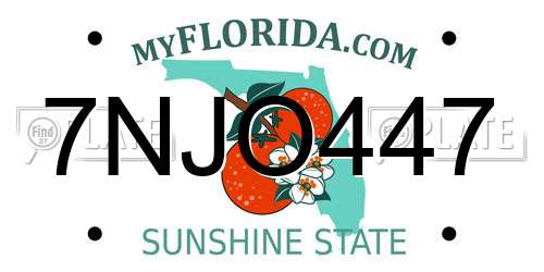 7NJO447 Florida License Plate