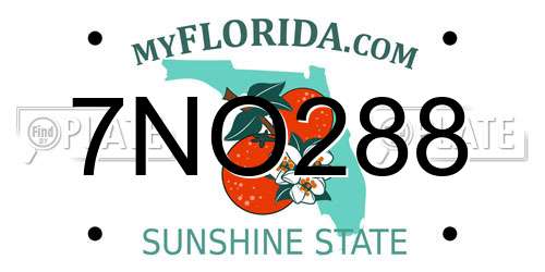 7NO288 Florida License Plate