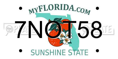 7NOT58 Florida License Plate
