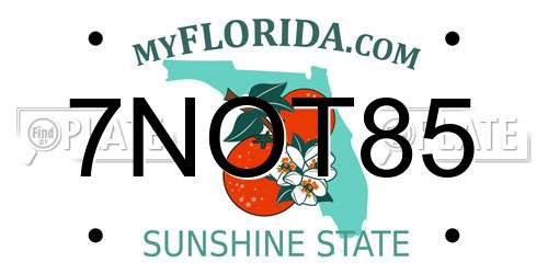 7NOT85 Florida License Plate