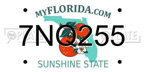 7NQ255 Florida License Plate