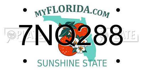 7NQ288 Florida License Plate