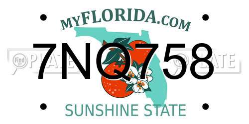 7NQ758 Florida License Plate