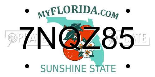 7NQZ85 Florida License Plate